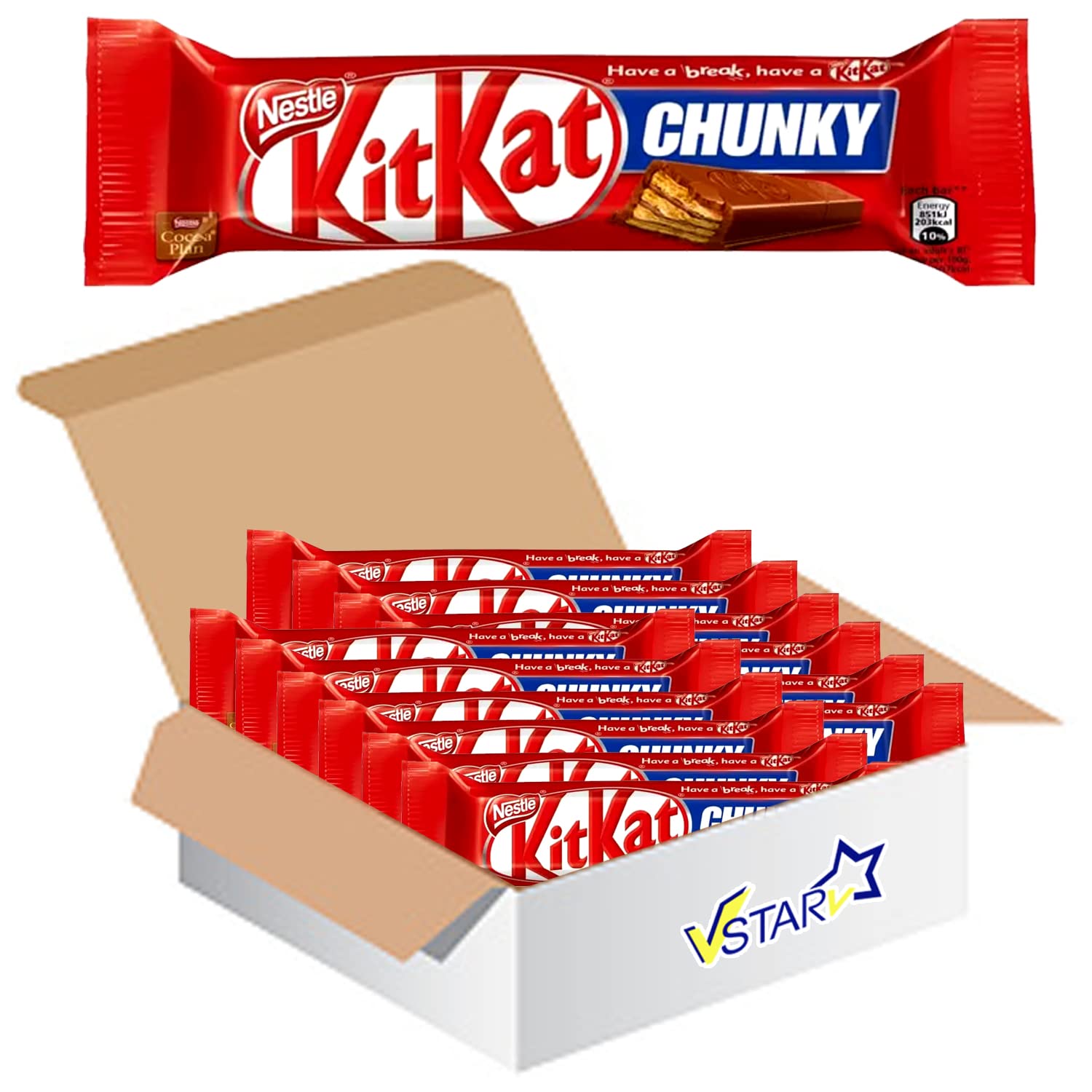 VSTAR All Chocolate Bars Collection (Kit Kat Chunky Milk Bar 40g, Half Box), 1.0 count