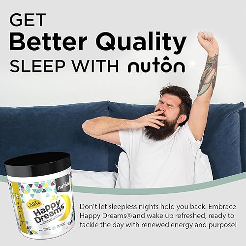 Miniatura 7 de Nuton Happy Dreams - Suplemento para dormir  Ayuda natural para dormir para adultos, melatonina de liberación prolongada, extracto de espárragos y