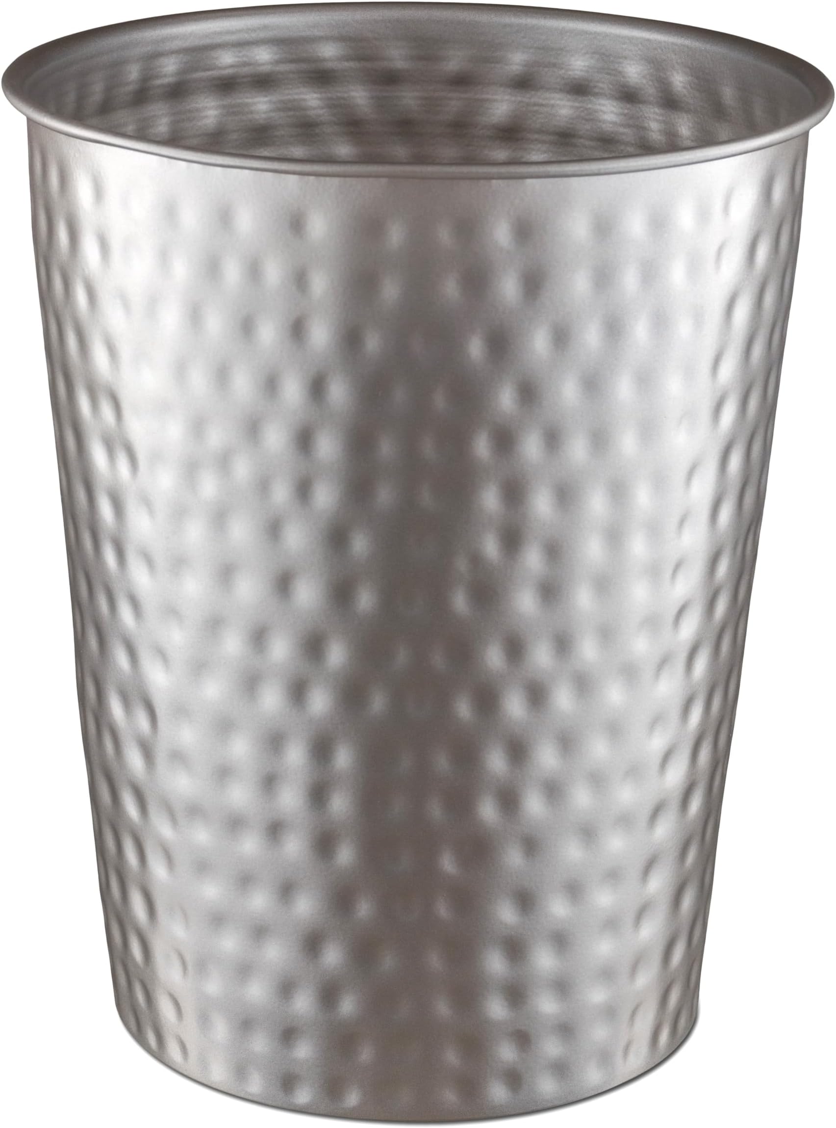 Monarch Abode Metal Bathroom Trash Can – Waste Basket for Bedroom, Office Desk, & Dorm, Hand Hammered, Durable Decorative Pewter Small Trash Can Bathroom Garbage Bin Wastebasket