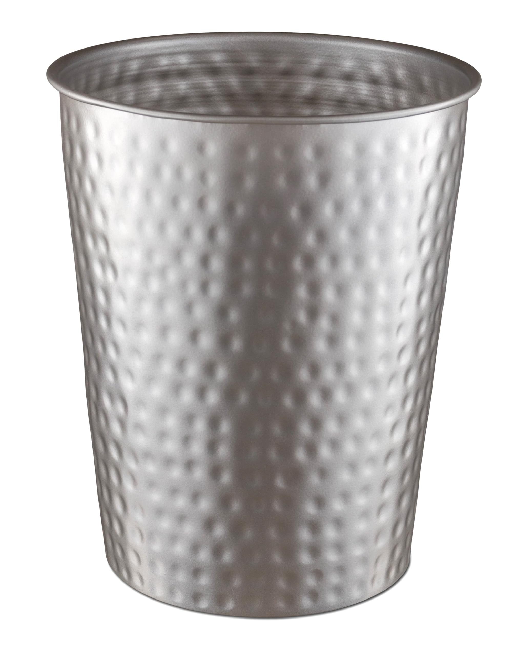 Monarch Abode Metal Wastebasket Trash Can, Hand Hammered, Bathroom Decor, Pewter