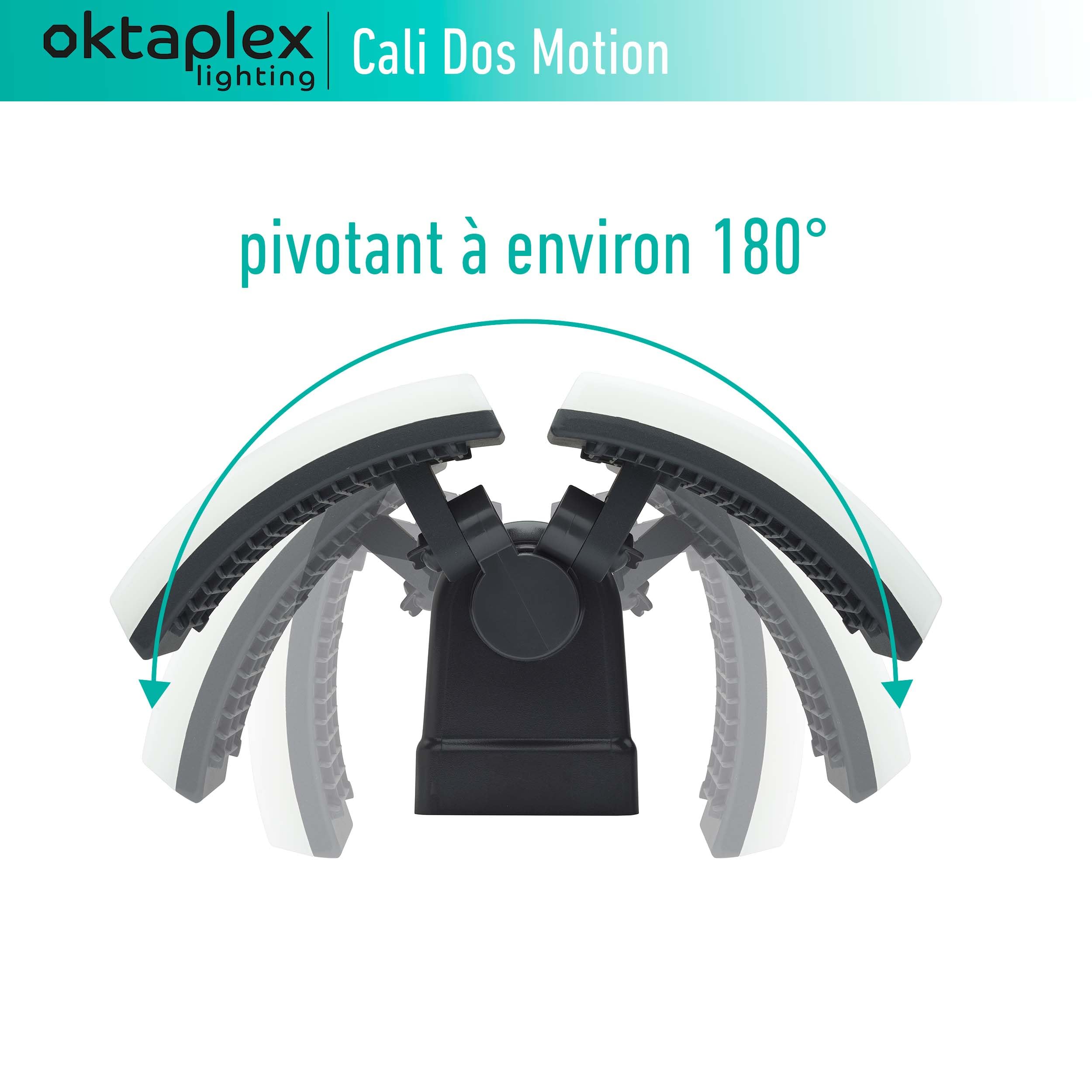 Oktaplex Projecteur LED extérieur Cali Dos Motion avec détecteur | IP65, deux têtes, 40W, 3000K blanc chaud, projecteur extérieur anthracite, fonction maître