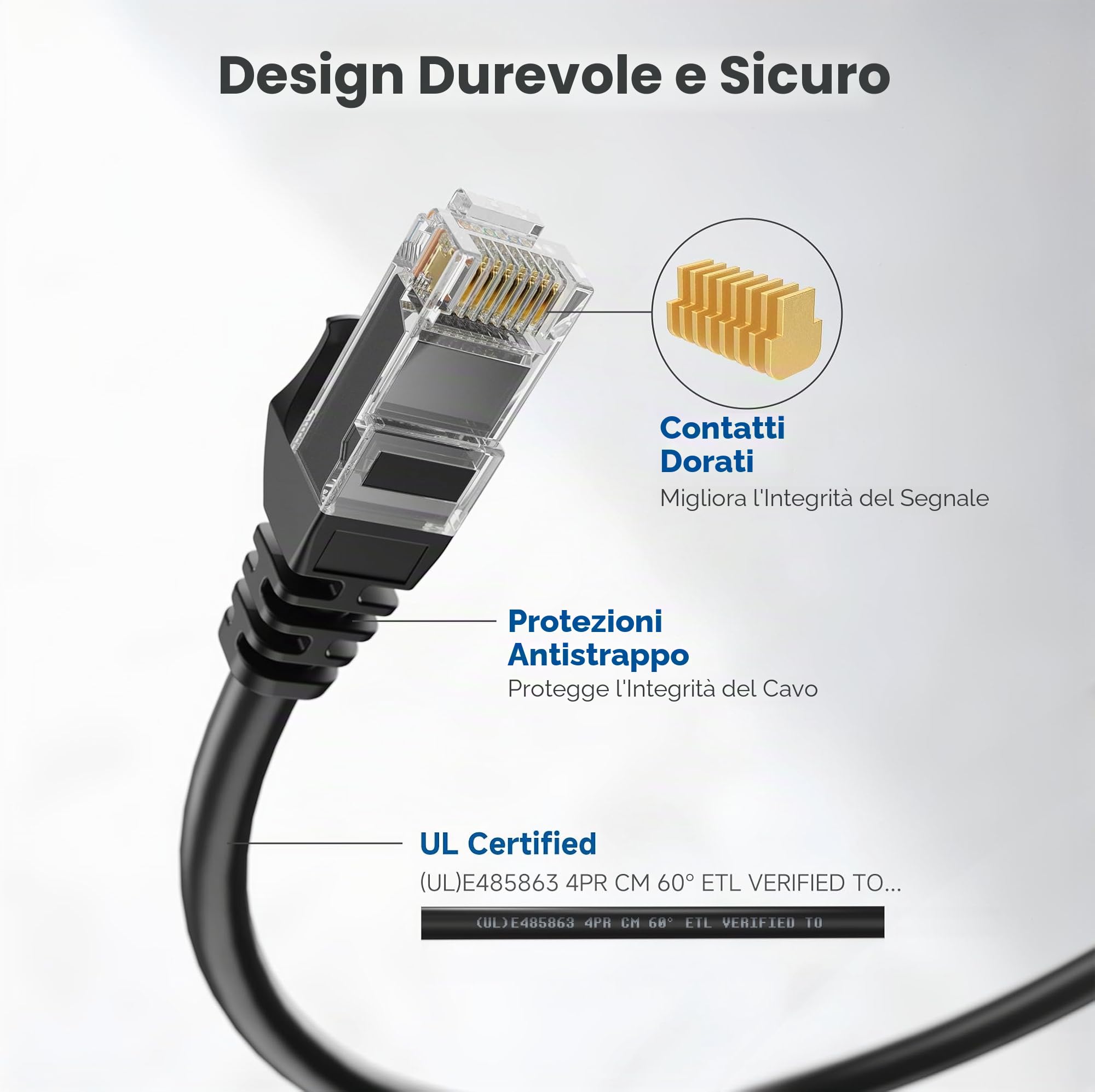 Cable Matters Confezione da 5 cavi Ethernet Cat6 corti da 10 Gbps, antigroviglio, 0,3 m (cavo Cat6, cavo Cat 6) in nero, 0,3 metri