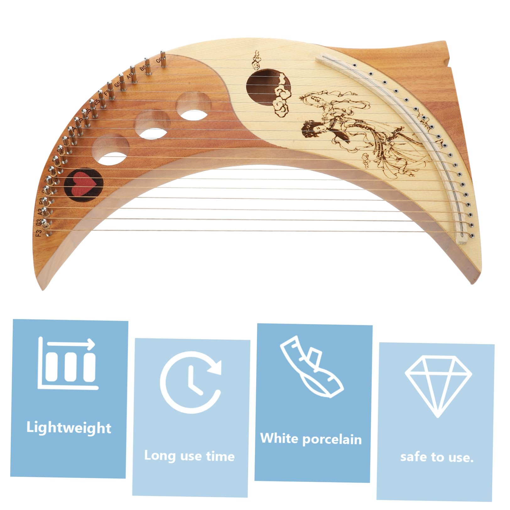 SUPVOX Arpa Lira in Legno di Cedro 19 Corde, Strumenti Musicali Portatile Corde Sostituibili e Accessori Extra