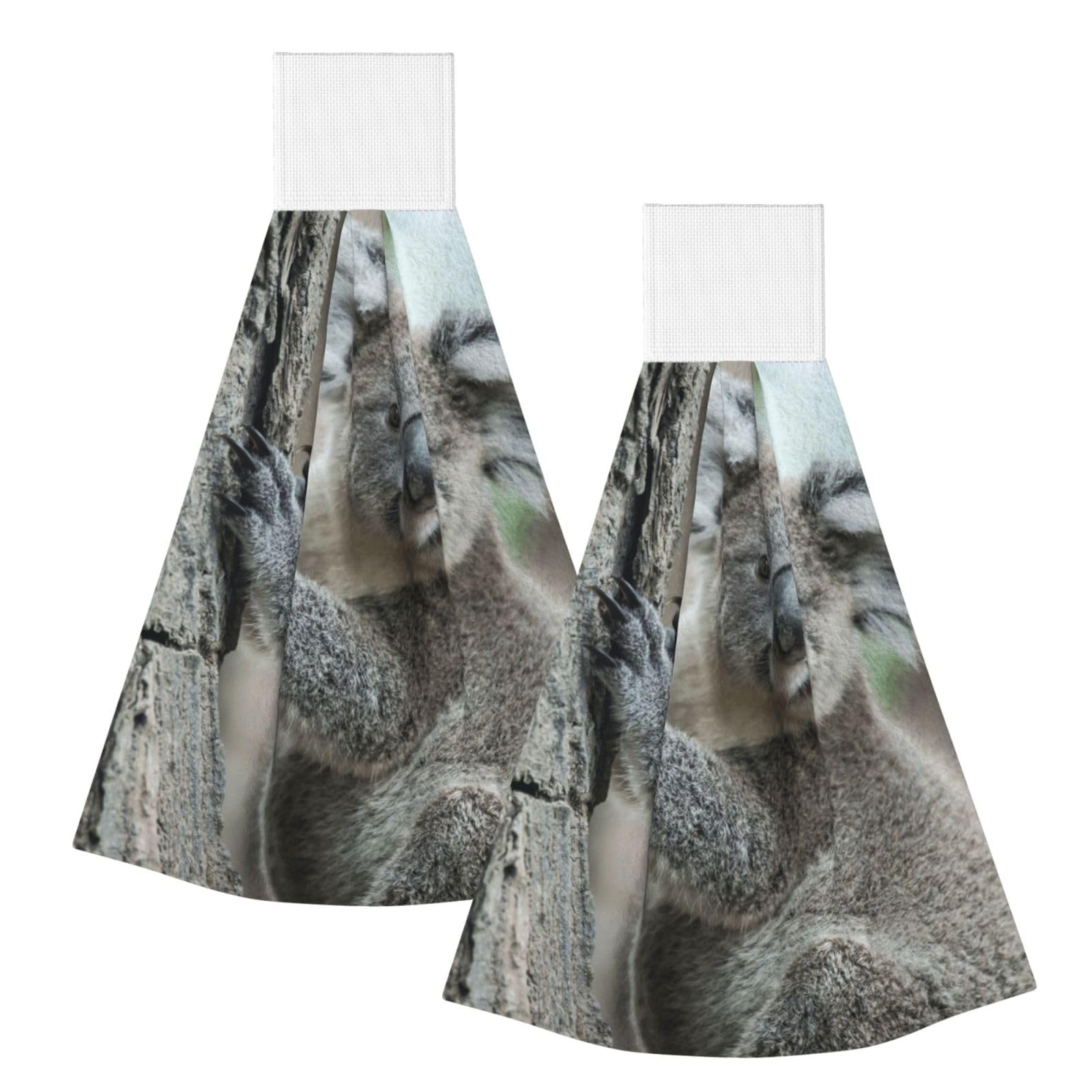DOPKLNA Koala, 2 Pcs Hanging Coral Fiber Hand Towels for Bathroom, Absorbent Kitchen Towels