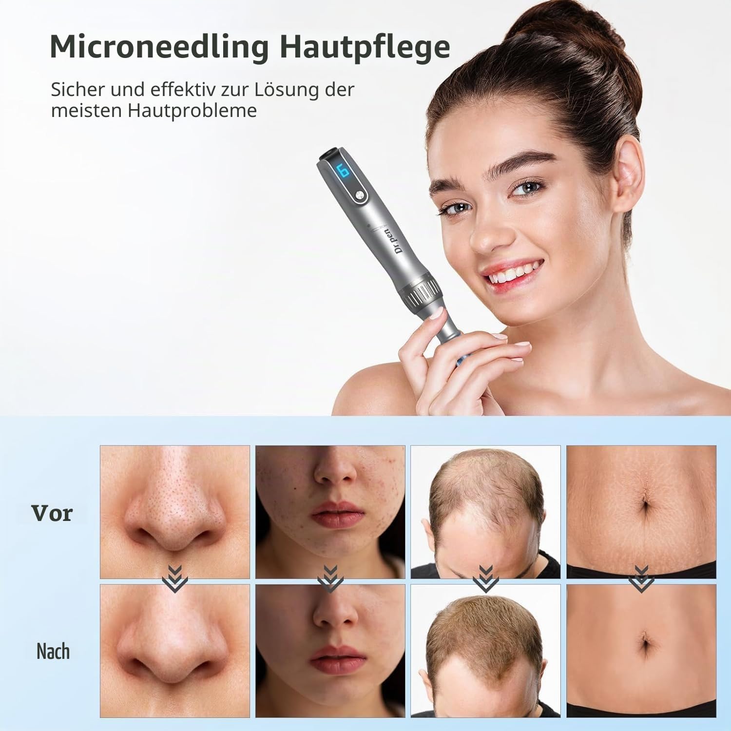 Dr.pen Ultima M8S Microneedling Pen mit 20 Ersatzpatronen, Kabelloser Professioneller Derma Pen, Elektrisches Microneedling Gerät für Gesicht & Hautpflege