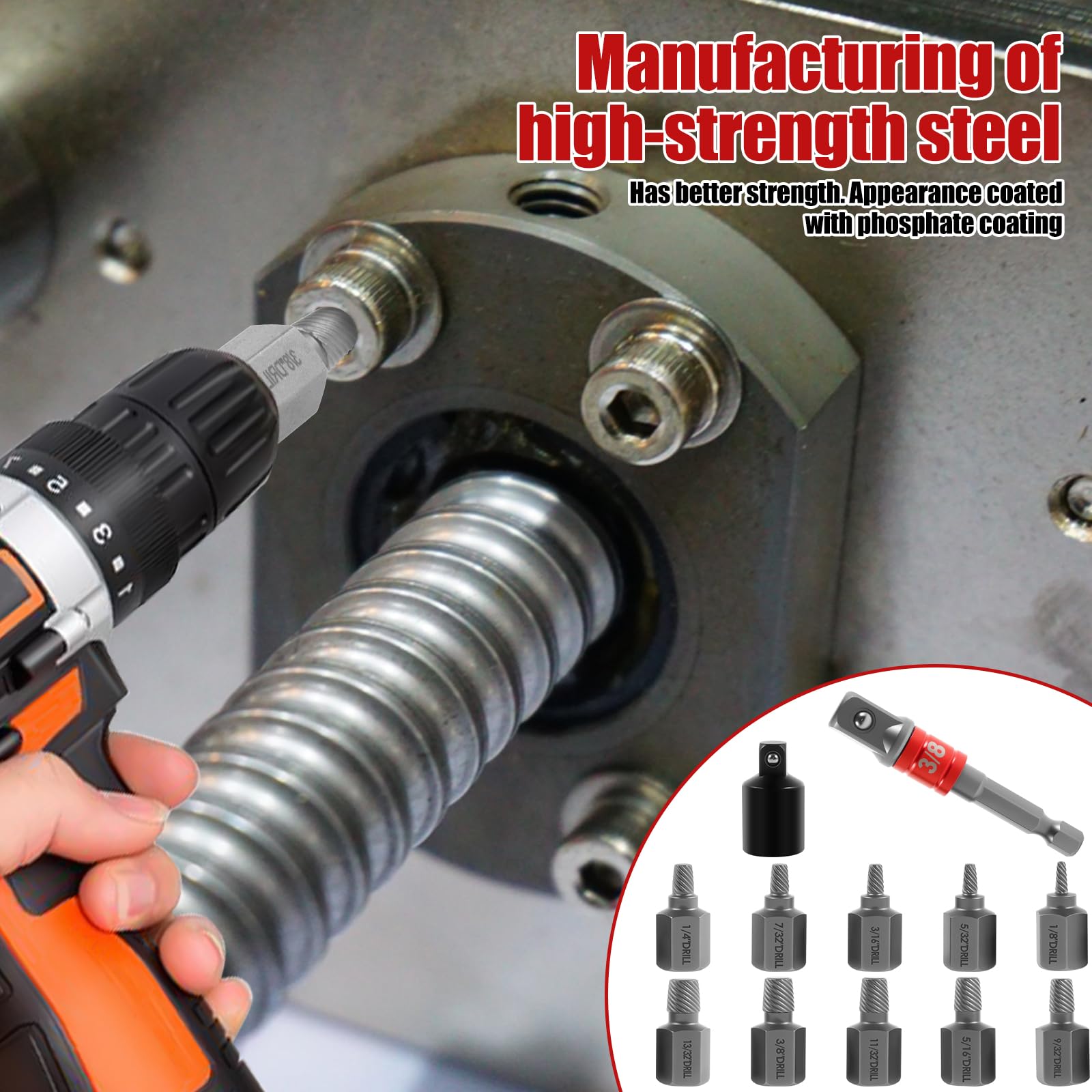 LYDODOKA 12Pcs Screw Extractor Set, Bolt Extractor Kit with 3/8