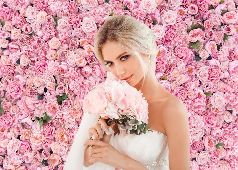Yeele 10x8ft Wedding Backdrop Pink Flower White Wall Photography Background Valentine's Day Wedding Bridal Party Decorations Anniversary Ceremony Decor Photo Banner Portrait Shooting Photo Booth Props - View #7