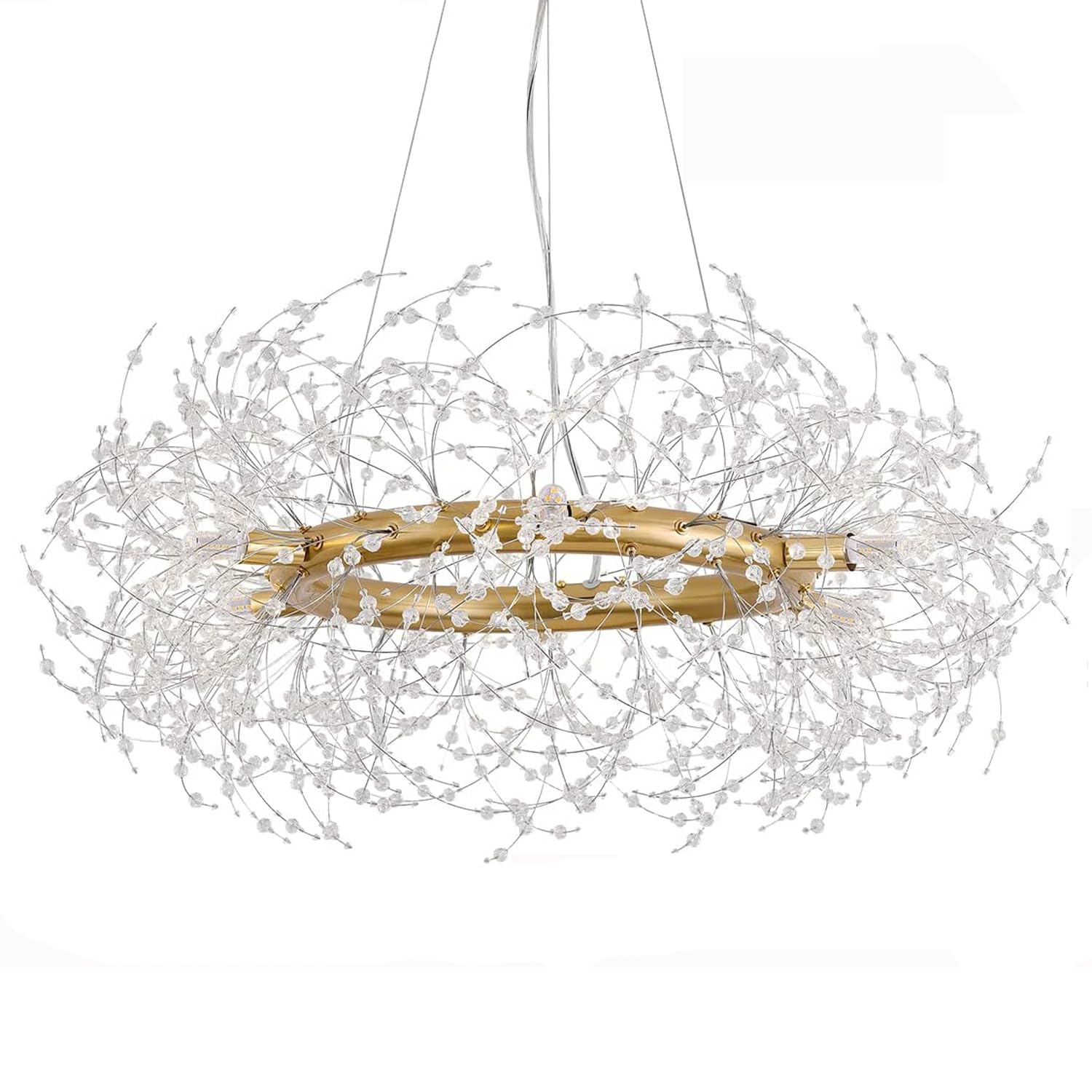 EFPD Fireworks Chandelier, G9 Crystal Ceiling Light, recessed Installation, for Lighting bedrooms, Dining Rooms, Living Rooms and Kitchen Islands. (Gold Disc Light 6T)