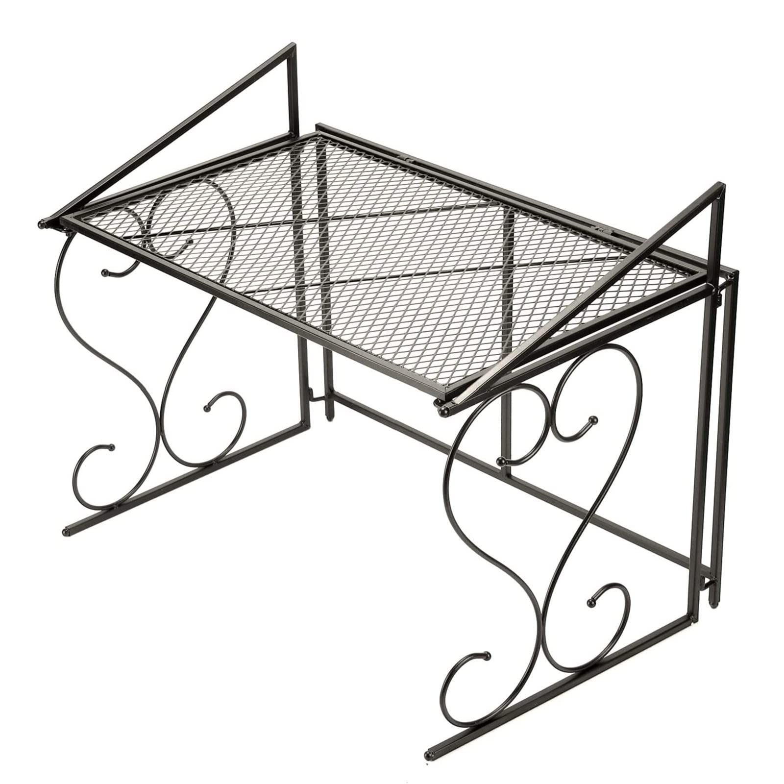 Kuchenny organizer do przechowywania, wolnostojący stojak na kuchenkę mikrofalową, chromowany metal, kuchenny stojak na piekarnik do kuchni, biura, wielofunkcyjny stojak na naczynia, półka do przechowywania blatu kuchennego, 2 poziomy