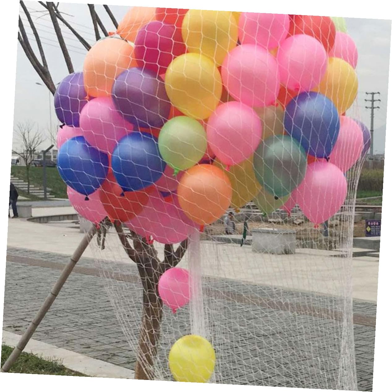 Ballonnetze für Decke, Weißes Kunststoffnetz, bis 1000 Ballons