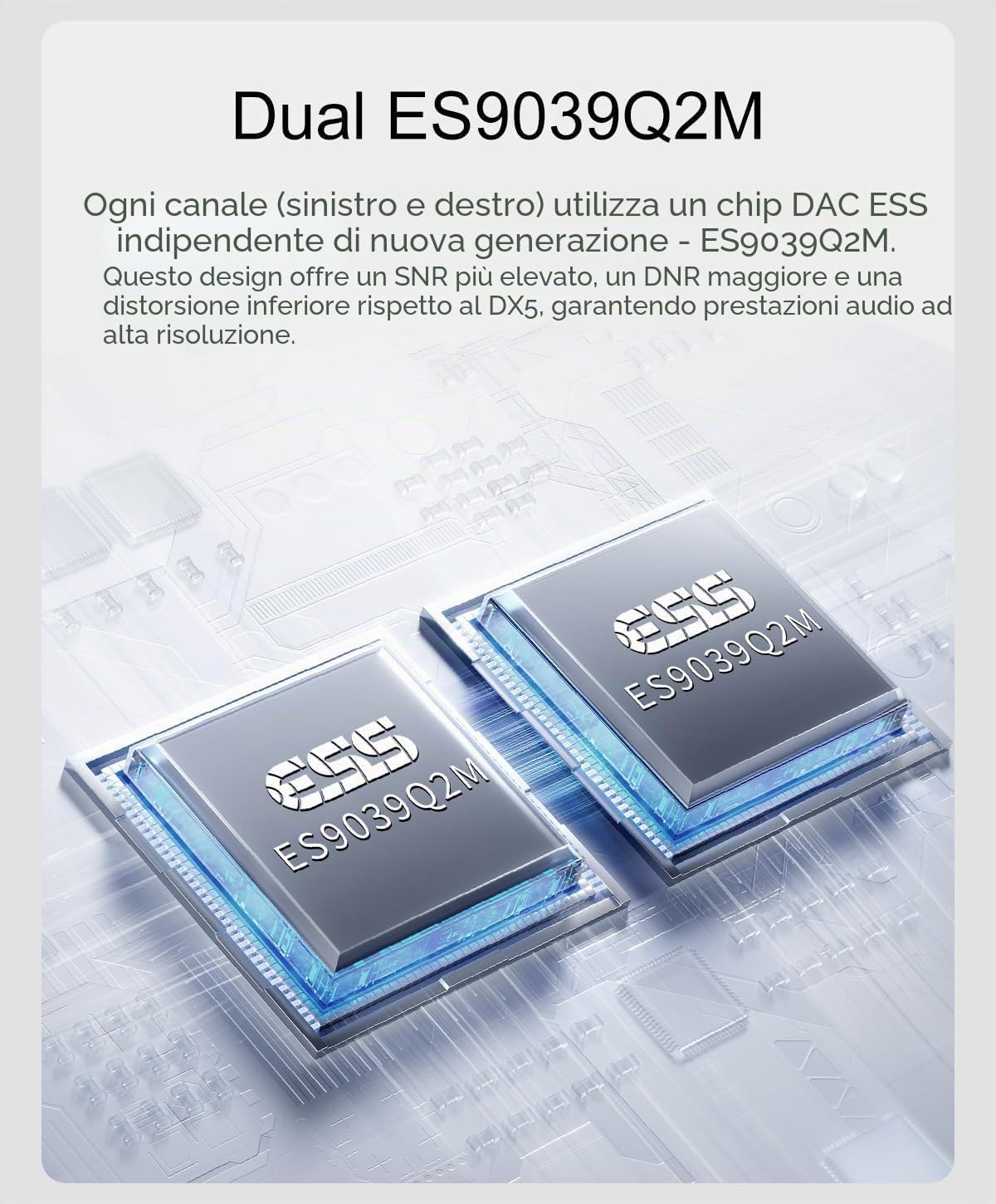 Topping DX5 II DAC Amplificatore per cuffie Bluetooth 5.1, DAC ES9039Q2M, guadagno X-Hybrid, equalizzatore a 10 bande ed uscite bilanciate, USB XMOS, alta risoluzione, RC, argento