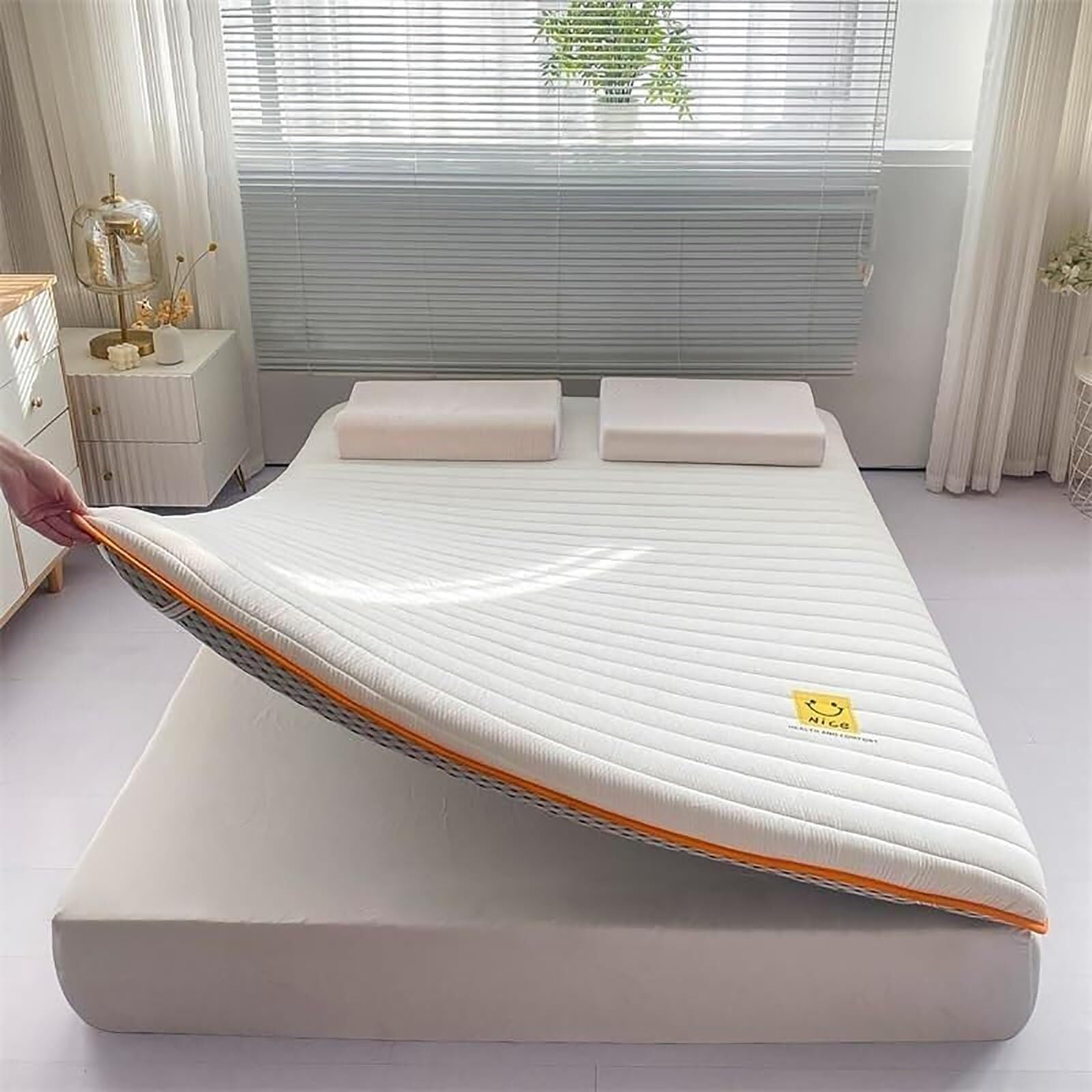 Matelas futon épais Simple/Double, Matelas de Sol Pliable Japonais, Couchage Portable pour canapé-lit/dortoir (Dimensions : 100 x 200 cm, Couleur : Vert)(Blue,80x190cm/31.5x75inch)