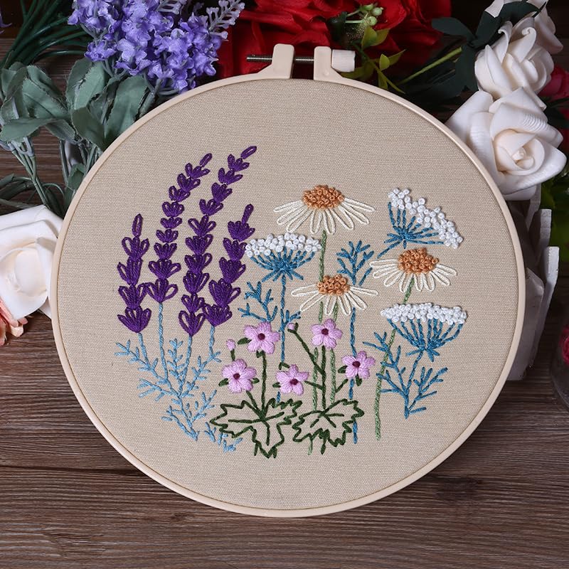 Image of CBBGGR 4 Sets Embroidery Kit for Beginners ,Color Threads Needle Kit,Learning DIY Kit with Easy Instruction Video,Hand Embroidery Kit Includes Hoop
