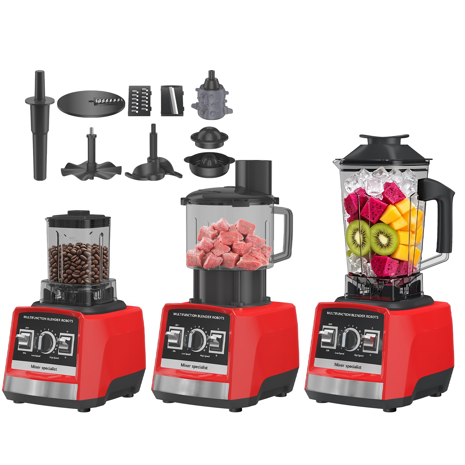 Smoothie Blender 8-in-1, 2000W 3L Blender with Grinding Cup, 15 Variable Speeds, Automatic Cleaning, Smoothie Maker for Smoothies, Shakes, Frozen Drinks, Ice, Sauces