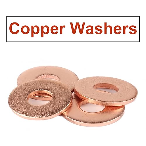 Miniatura 5 de LEPEVNEY Arandelas de cobre M6 Anillo plano plano Sello de aceite Junta de sumidero Junta de sellado Arandelas M6 x 0.709 x 0.039 in, 40 piezas