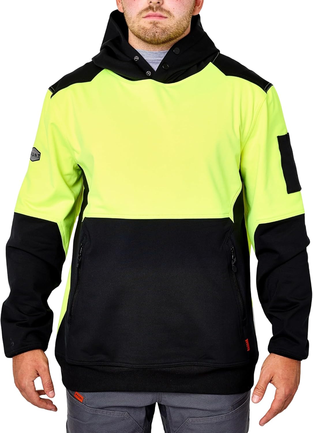 BRUNT Allard Tech Hoodie - Lightweight Work Sweatshirt - Hard Hat-Compatible Hood - Oversized Front Pocket - Turbo Dry Fabric