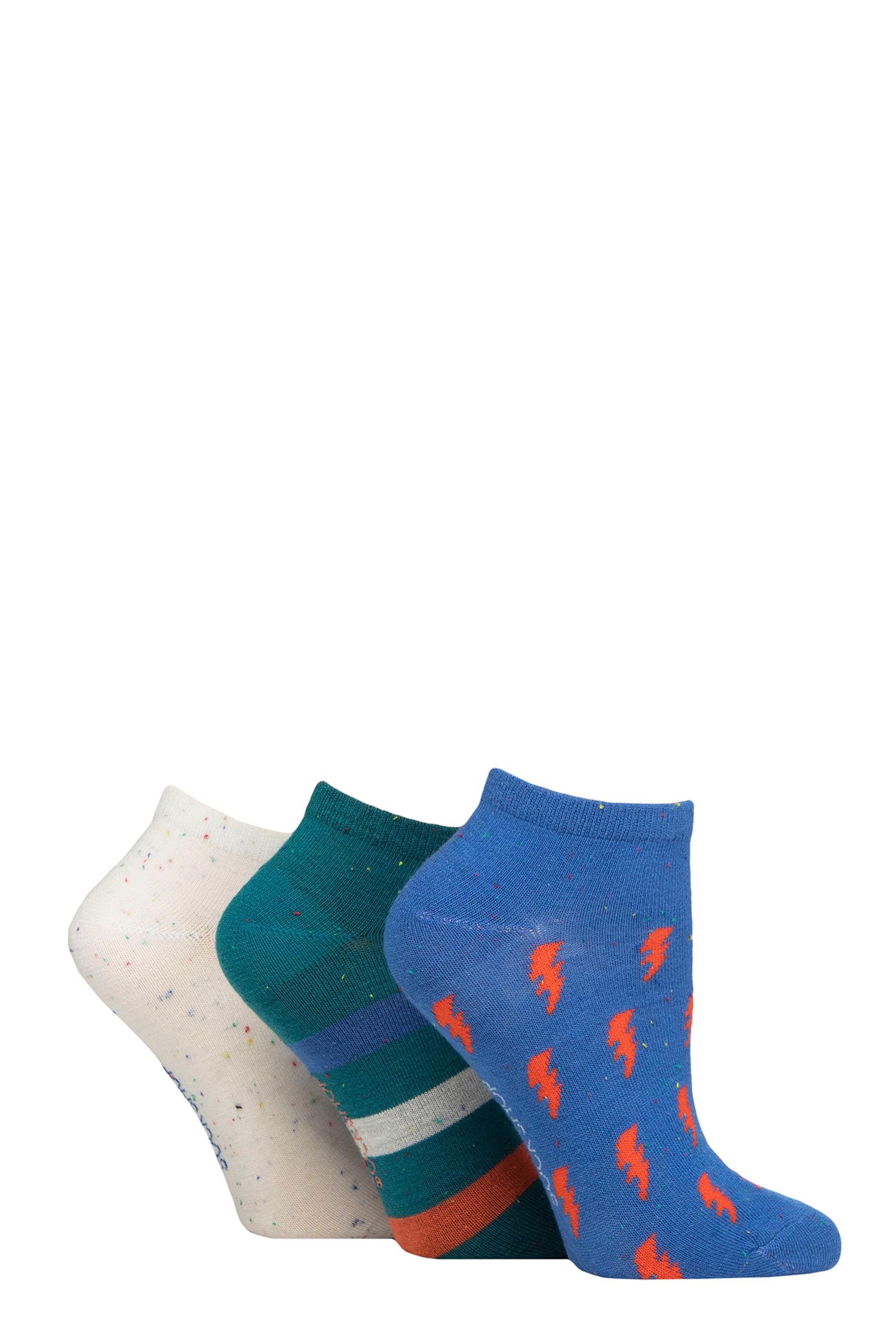 SockShop Ladies Speckled Bamboo Trainer Socks Pack of 3 (UK, Numeric, 4, 8, Regular, Regular, Blue Quartz)