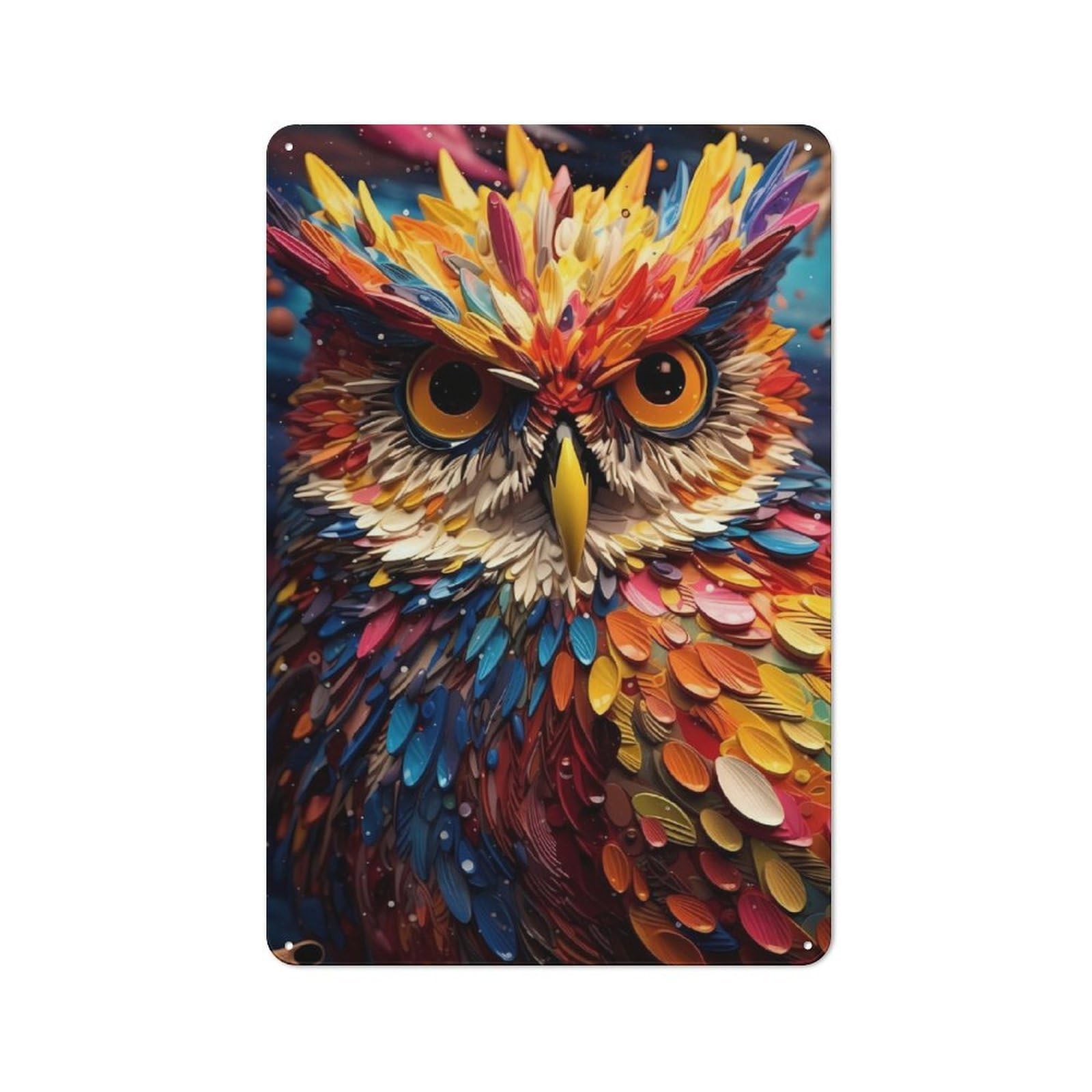 Junmoney Owl Color For Garden Room Or Summerhouse, Retro Metal Sign 30X20cm, For Metal Sign Collectors, For Vintage Wall Decor Fans