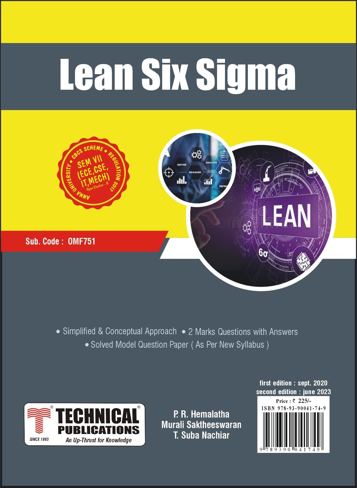 Buy Lean Six Sigma for BE Anna University R17 CBCS (VII-ECE/CSE/IT/Mech. OPEN ELECTIVE- II-OMF751) — BookShops.in