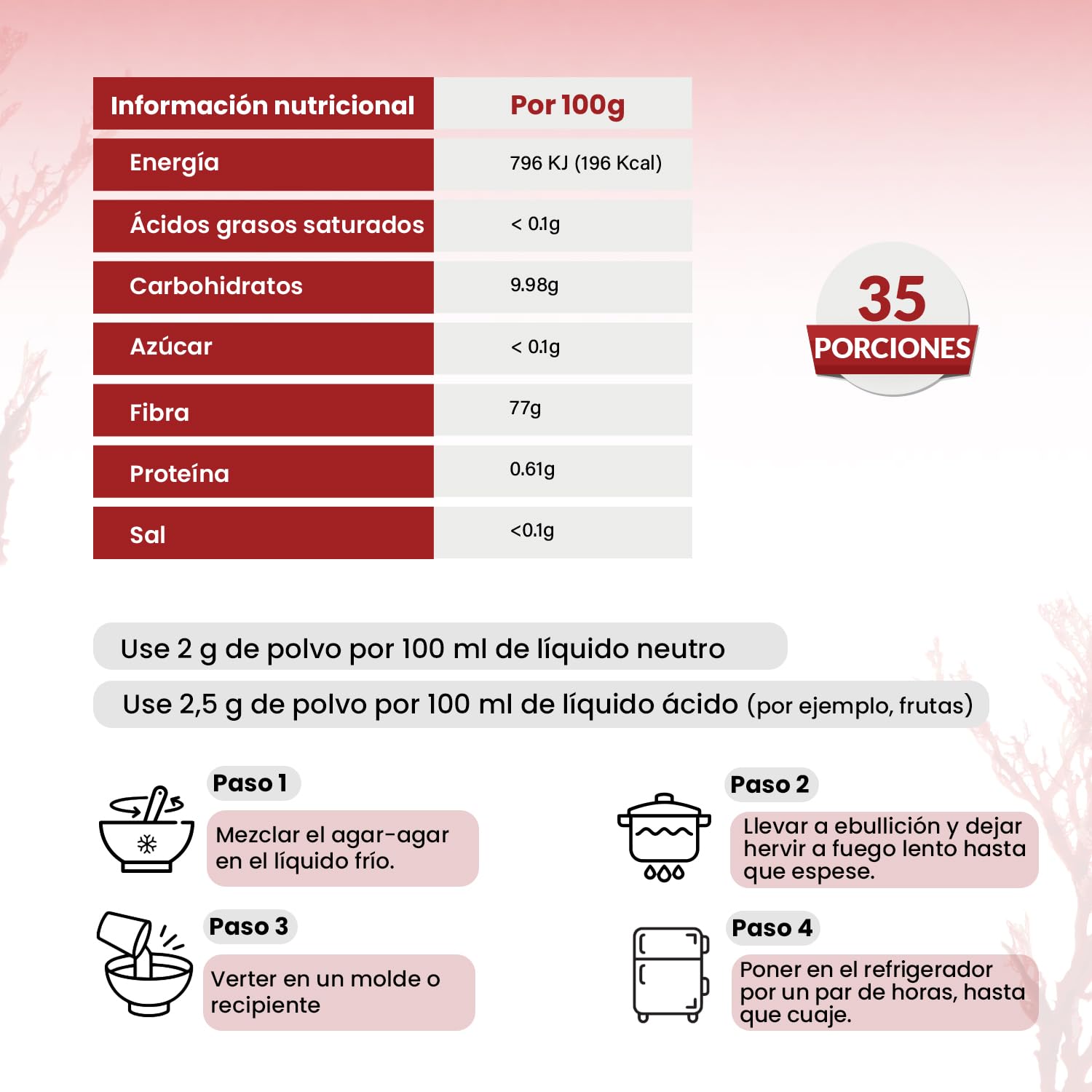 Agar Agar en Polvo 115g - Gelatina Neutra y Natural, Sustituto Vegano - Ideal para Cocinar, Postres y Jaleas