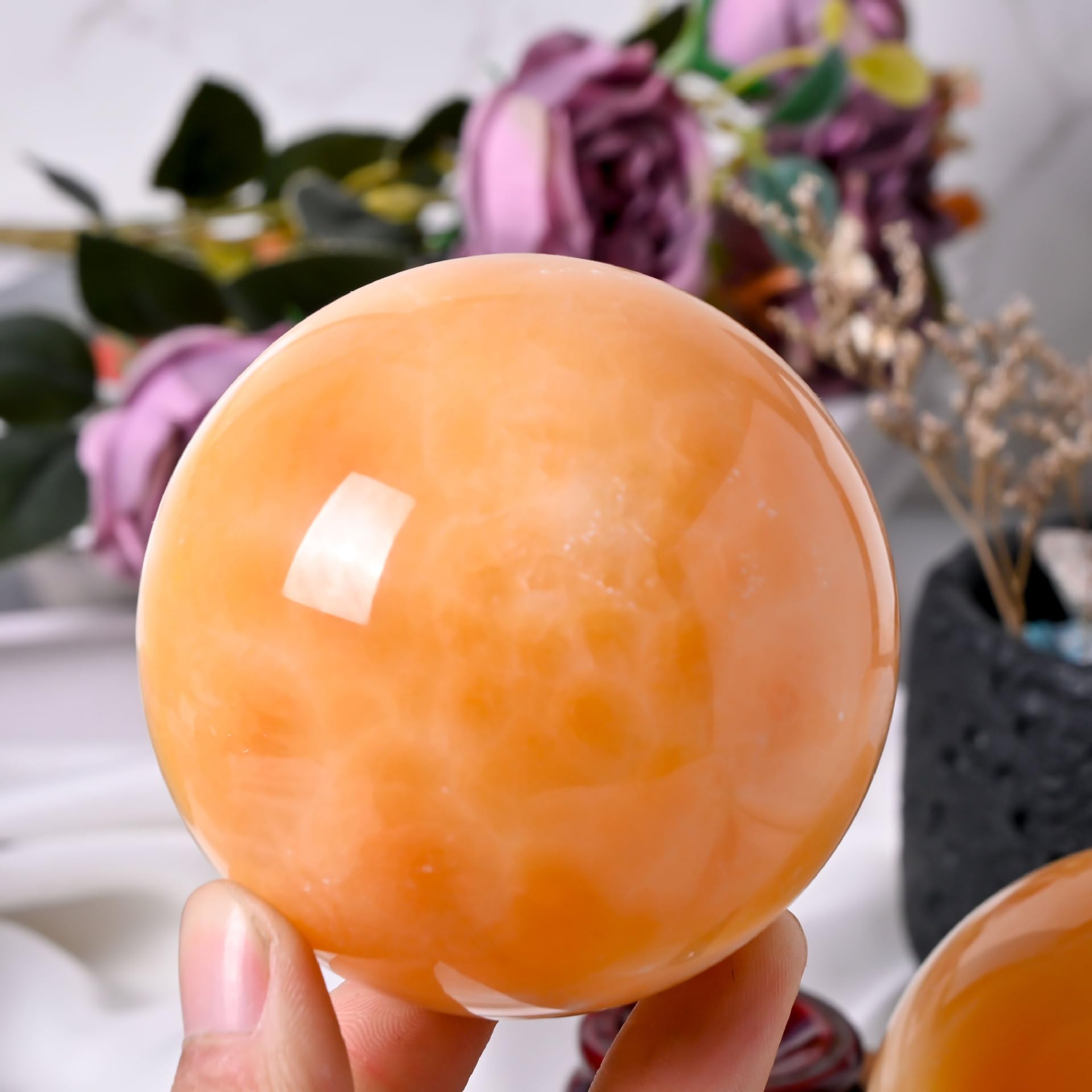 RVBLRDSE Citrine Crystal Ball Sphere for Abundance, Manifestation, and Decor,60~70mm Gemstone Stone