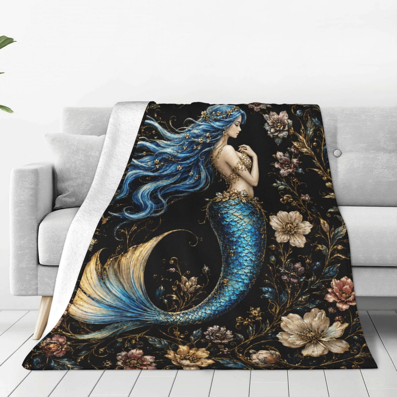Banonaty Men's Mermaid Throw Blanket Gifts Stuff For Wo 50"X40"