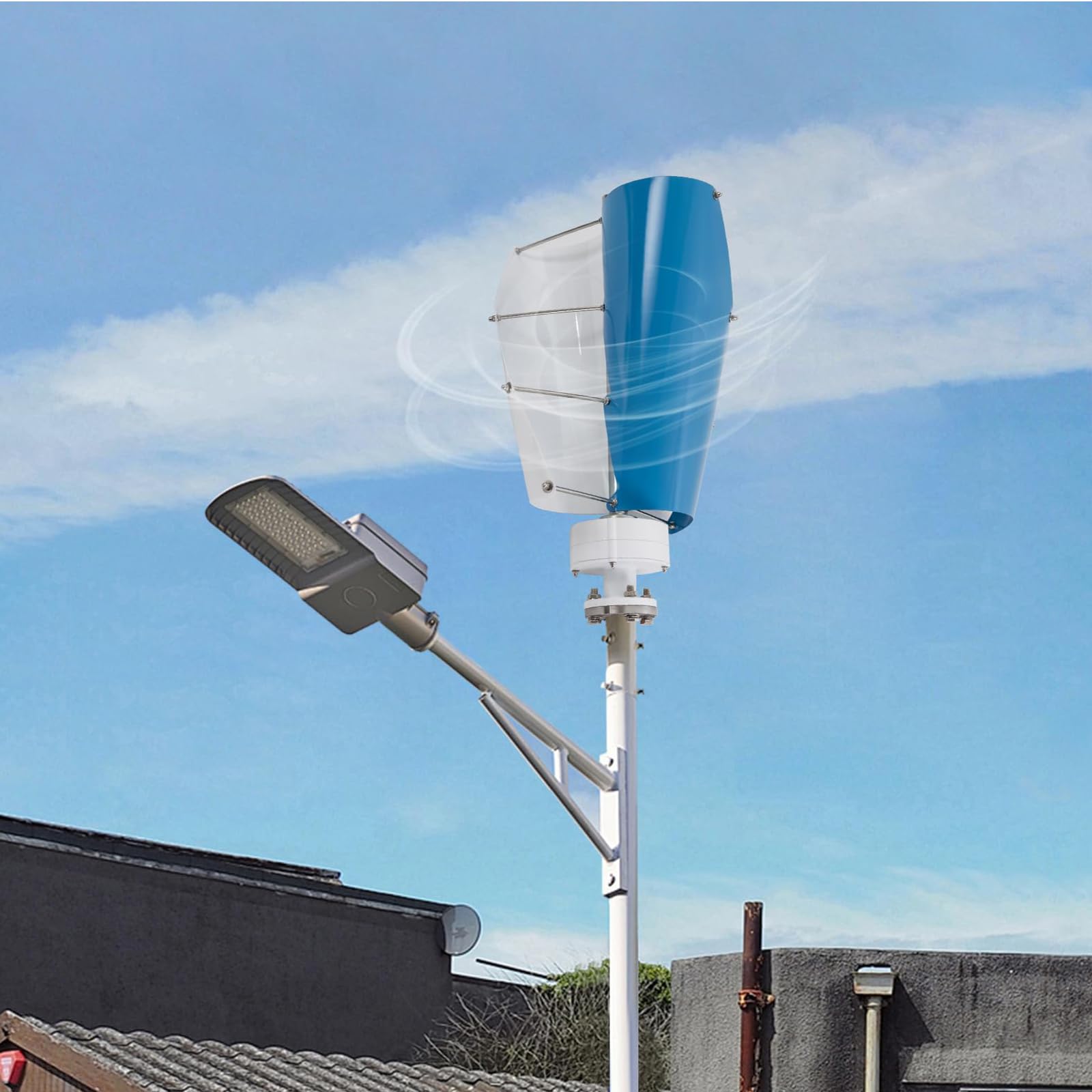 Aerogenerador De Eje Vertical De Levitación Magnética Permanente De 9000 W, 12 V/24 V/48 V/220 V, con Controlador para Jardín, Exteriores E Iluminación Pública (Azul).