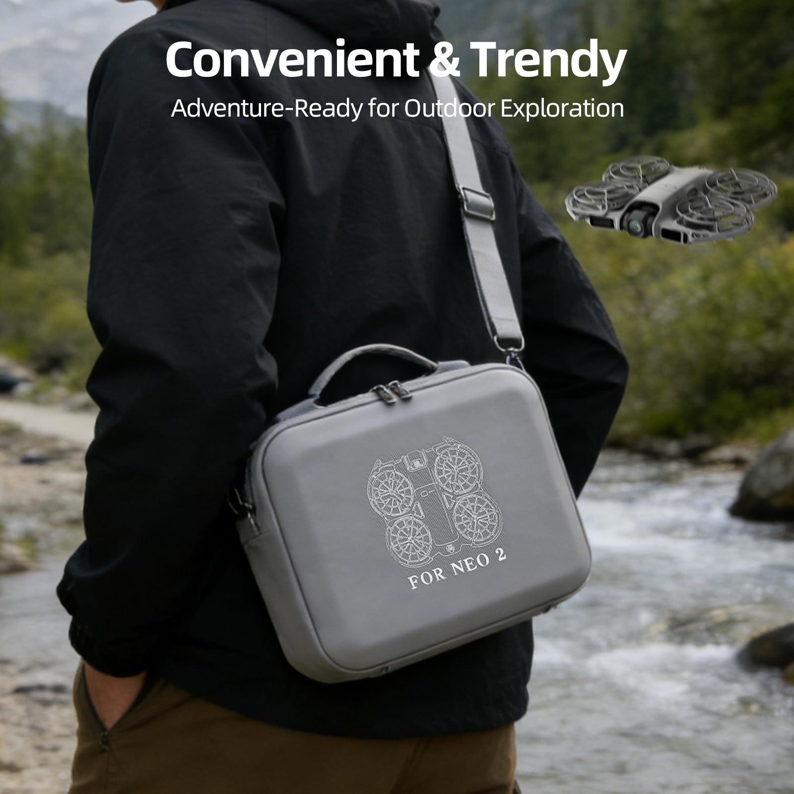 Sac DJI Neo2 Drone, Sac de Transport pour DJI Neo2 No RC Portable Fly More Combo Sac Rangement Drone de Voyage avec Sangle de Transport, Gris