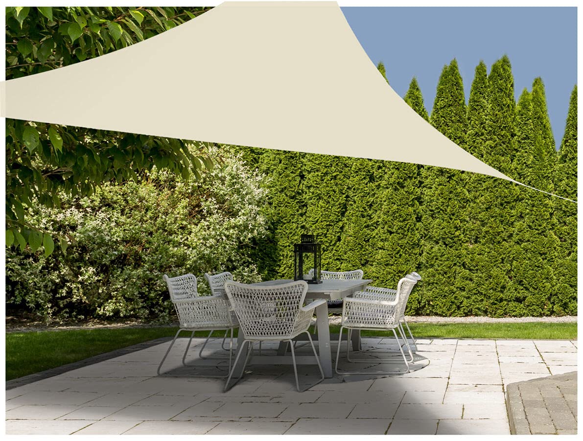 Sonnensegel 3 x 3 m mit UV 50+ Schutz - Dreieck/Natur - Sonnenschutz Segel inklusive Befestigungsseilen - Sonnen Tuch Sichtschutz Schattentuch Sonnendach wetterfest für Garten Balkon und Terrasse