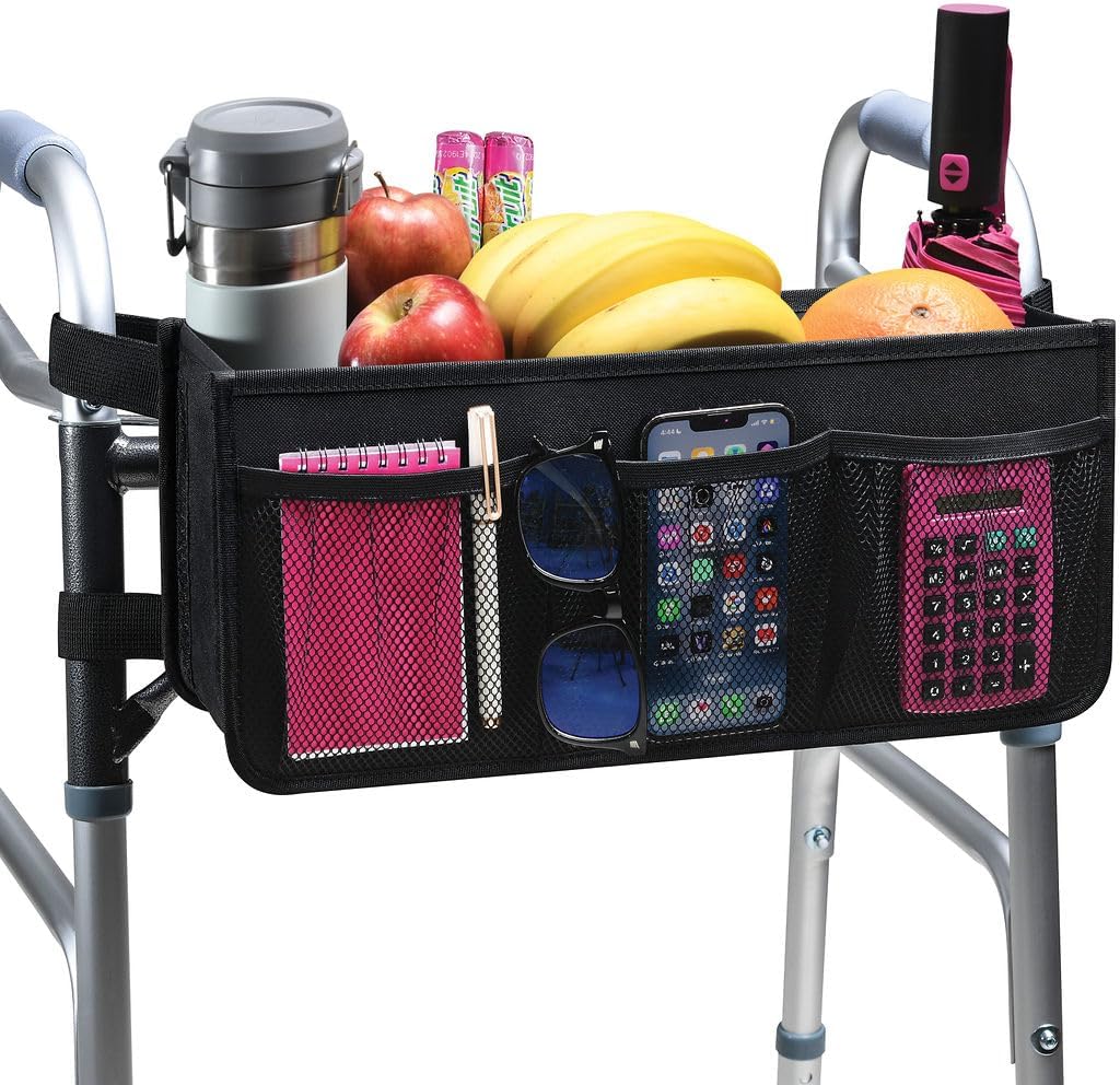 Medical king Walker Basket Walker Bag Water Walker Accessories Cup Holder Easy Installation Walker Basket for Folding Walker Foldable Walker Storage Bag