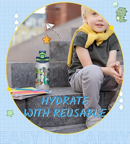 Miniatura 7 de Opard Botella de agua para niños de 17 onzas con tapa abatible a prueba de fugas, reutilizable sin BPA Tritan para la escuela y viajes