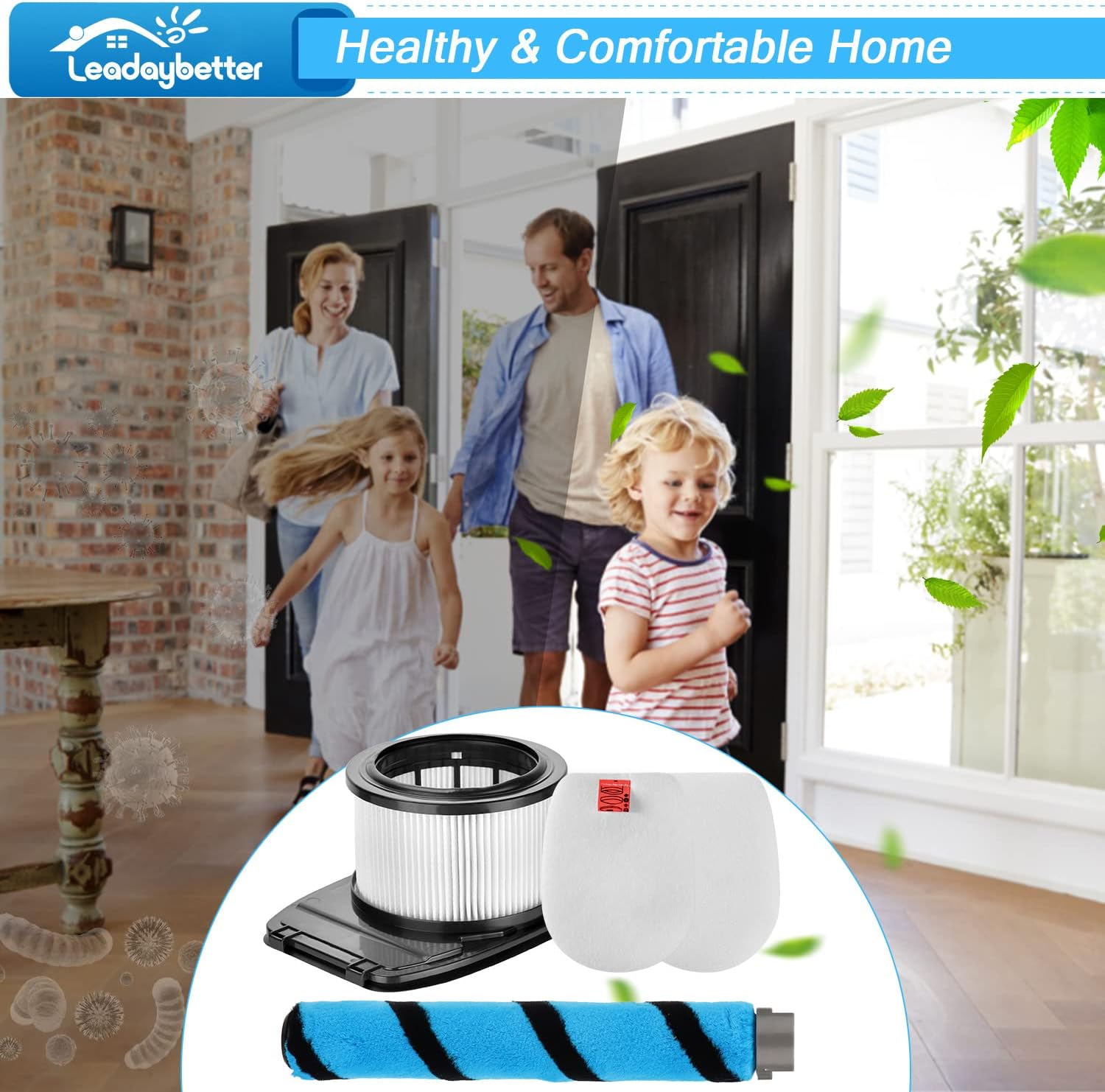 Leadaybetter Filter Replacement for Shark IZ662H Vertex Pro Lightweight Cordless Stick Vacuum with DuoClean PowerFins, 2 HEPA Filters, 1 Soft Roller, Compare to Prat XHFIZ500 & XFFKIZ600 & 855FFJ362H - Image 7