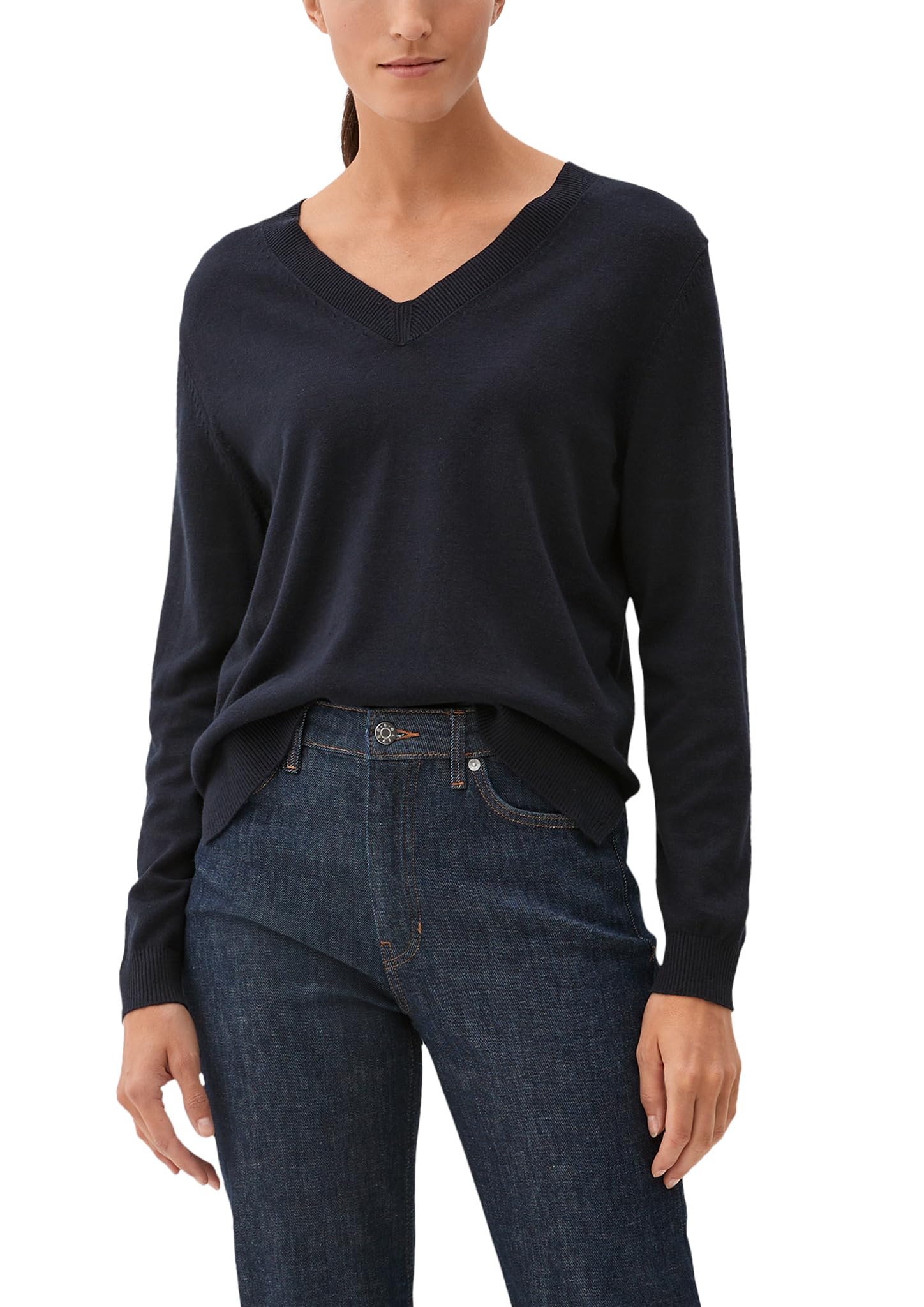 s.Oliver Fine Knit Viscose Mix Jumper, Navy, 8