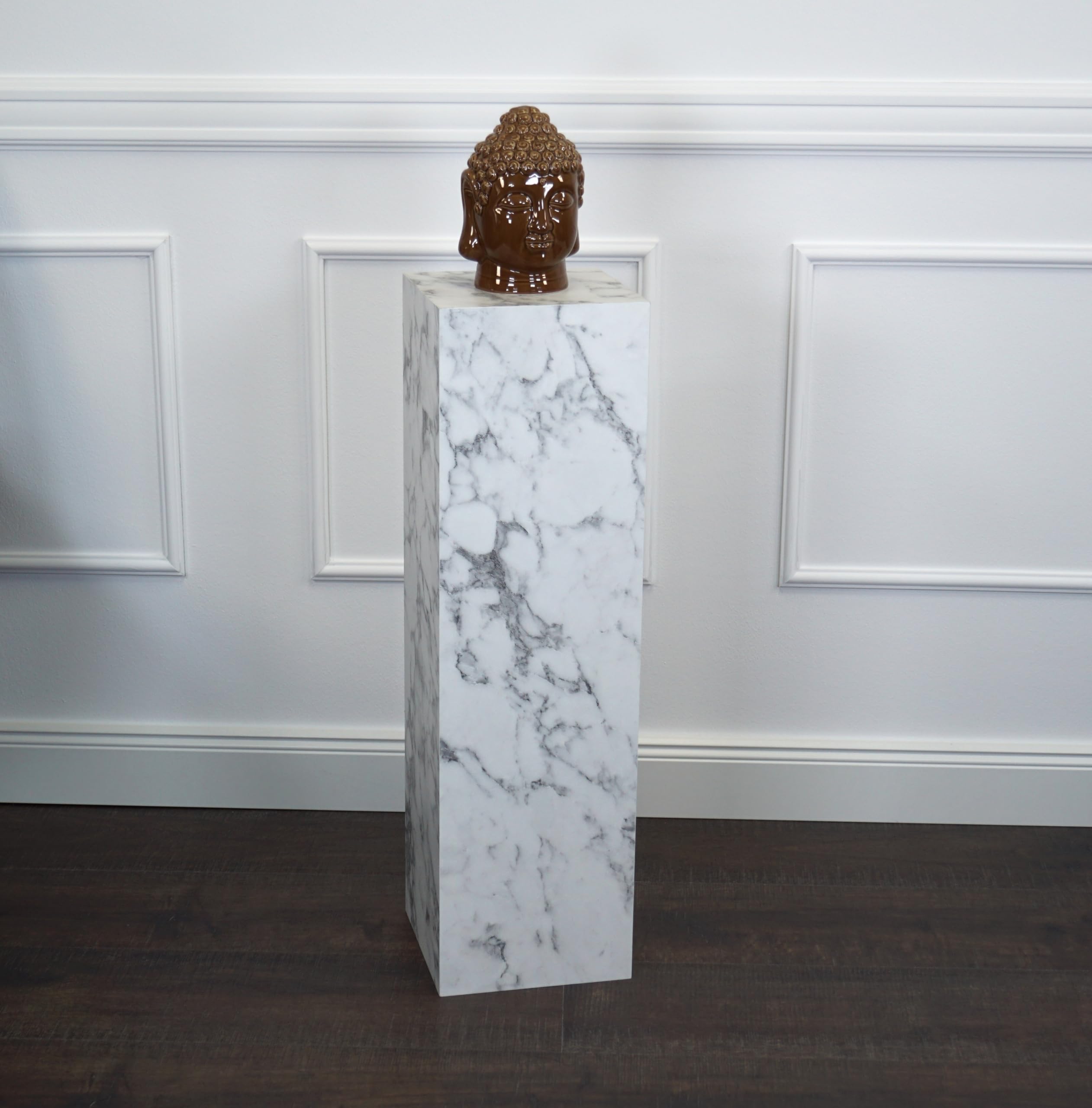 Pilastro per fiori, Colonna, Colonna decorativa, Piedistallo, Ilja, Marmo Bianco, 20 x 20 x 90 cm