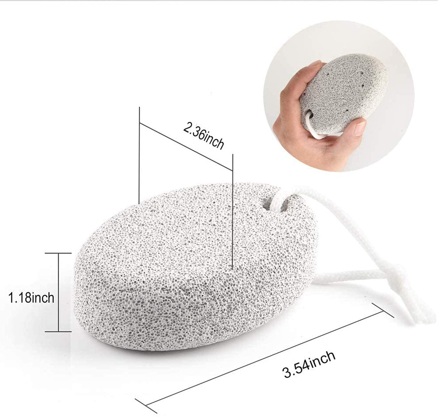 store NAIDEV Natural Pumice Foot Tool Stone Foot Scrubber, 2 Pack, White & Grey, Classic Style 2