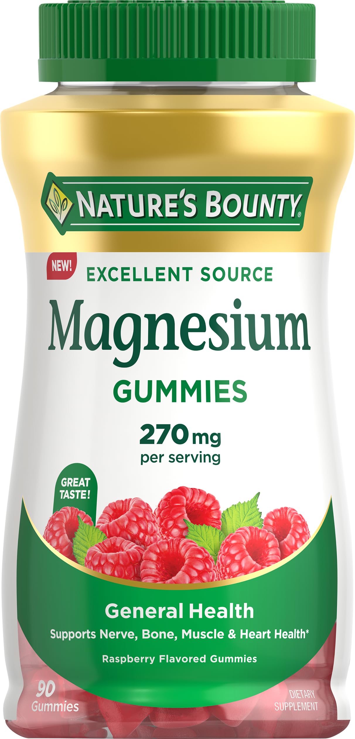 Magnesium Citrate Gummies for Adults, Supports General Health, Bone, Nerve, Muscle & Heart Health Support, 270mg per Serving, Vegan, Non-GMO - Raspberry 90 Count