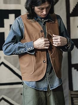Amazon.com: Men's Washed Denim Shirt 1950S Style Long Sleeve