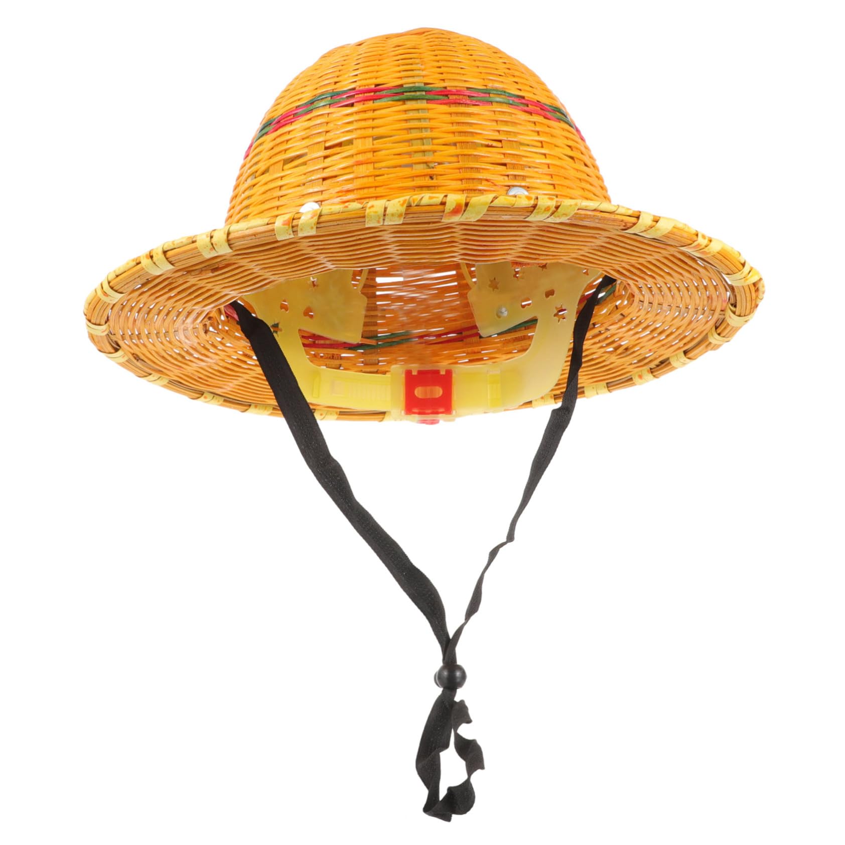 FOMIYES Handgewebter Schutzhelm aus Bambusgewebe für Baustelle und Sommerurlaub Atmungsaktiv mit Luftzirkulation Orangefarbener Industriehelm für Sonnenschutz Zufällige Farbe