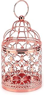 Birdcage Candle Holder, Elegant Metal Tealight Lantern with Gloss Iron Finish, Vintage Decorative Table Centerpiece for Wedding Party Home Decor