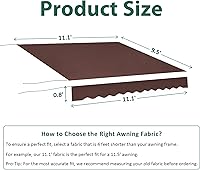 Vista 3 de MCombo Toldo de Patio 11.1x9.5 Pies Tela de Repuesto Parasol Toldo para Toldos Retráctiles (11.1x9.5 pies, Marrón Café)