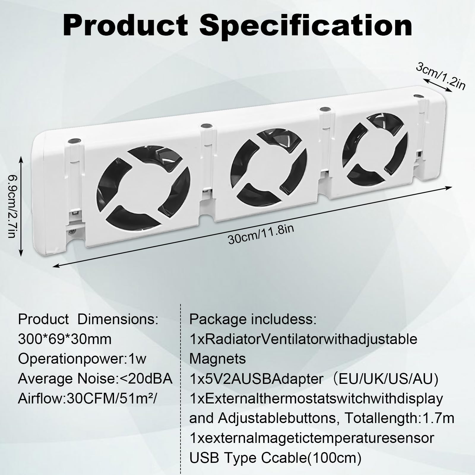 Ventilatore per Radiatore, Intelligente Ventilatore per Termosifone, Ventole per Termosifoni Mono-set, per Radiatori L'Efficienza del Riscaldamento e Risparmiare Energia