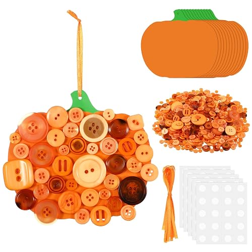 CraftyDream 12 Set Fall Pumpkin Craft Kit Buttons Fall Halloween
