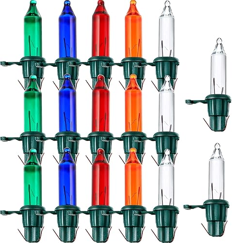 Miniatura 1 de Mudder 200 bombillas de repuesto para árbol de Navidad de 2.5 V, 0.425 W, mini bombilla de repuesto para decoración (base verde con bombilla