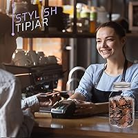 Vista 5 de Tarro grande con punta de banco de monedas con tapa plateada ranurada con capacidad para más de $350 en monedas, utilizado para hucha y sorteo