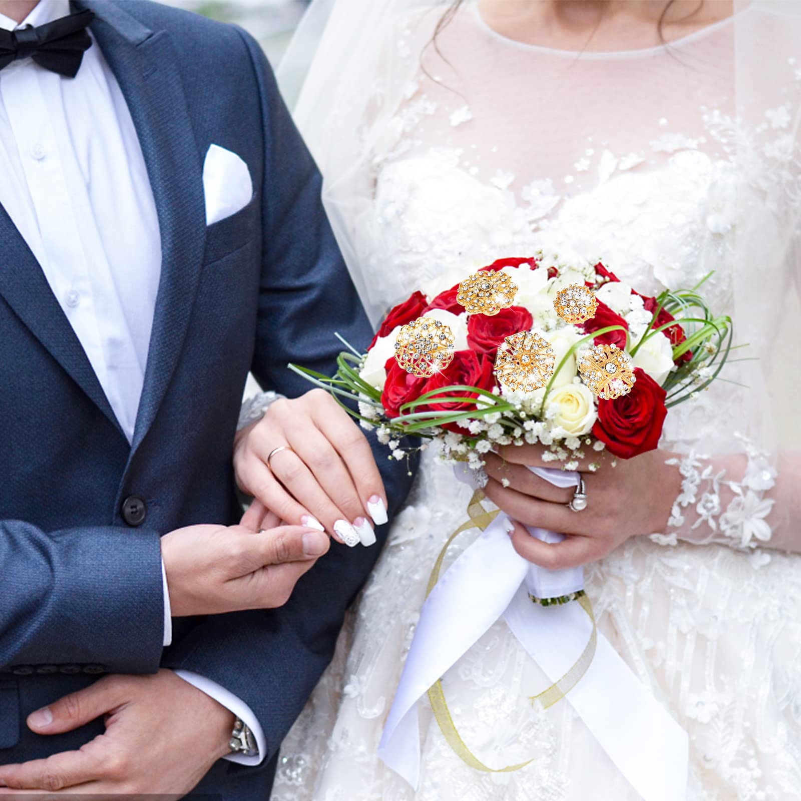 Broche De Rosa Con Cristales - Aleación, Diseño Floral Elegante Para Mujer, Ramillete Novia