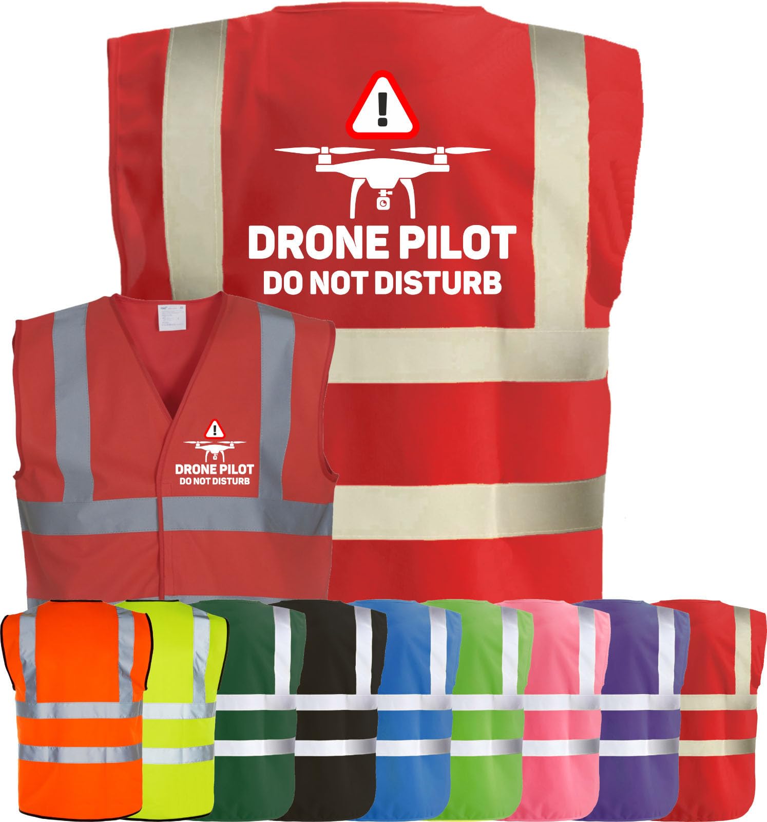 Corporate Togs DRONE PILOT OPERATOR DO NOT DISTURB Quadcopter UAV Waistcoat - Brace Hi-Vis Strips, Fully EN471 Health, Protective Safety Wear | Safety Apparel