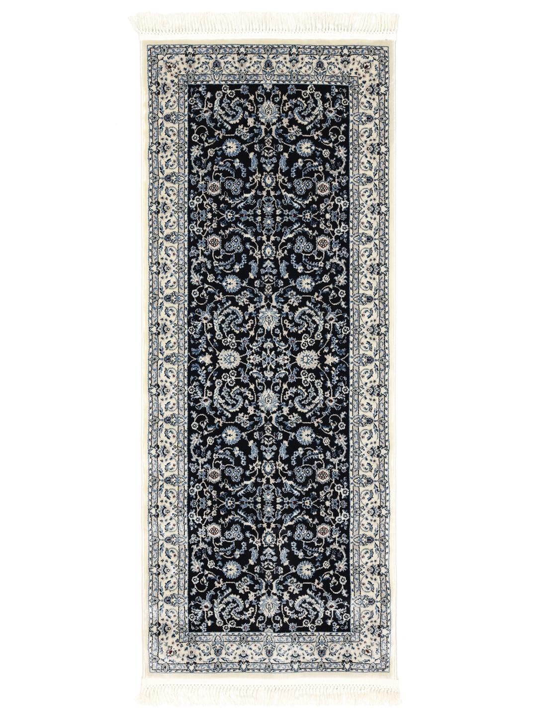 RugVista Nain Florentine Teppich, 80 x 200 cm, Dunkel Blau | Orientalische, Naher Osten, Traditionelle, Nain, Rechteckig, Niedriger Stapel, Nur chemische Reinigung, Oeko-Tex 100
