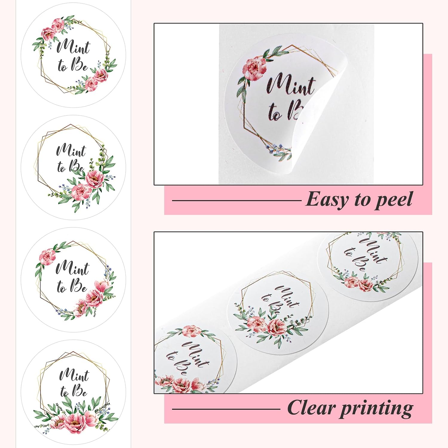 Colarr 500 Pcs 1 Inch Mint to Be Label Stickers Wedding Party Favors Labels Round Botanical Theme Wedding Favors Stickers for Bridal Shower, Party, Applied to Candy, Chocolate Gift Bags(Flower)