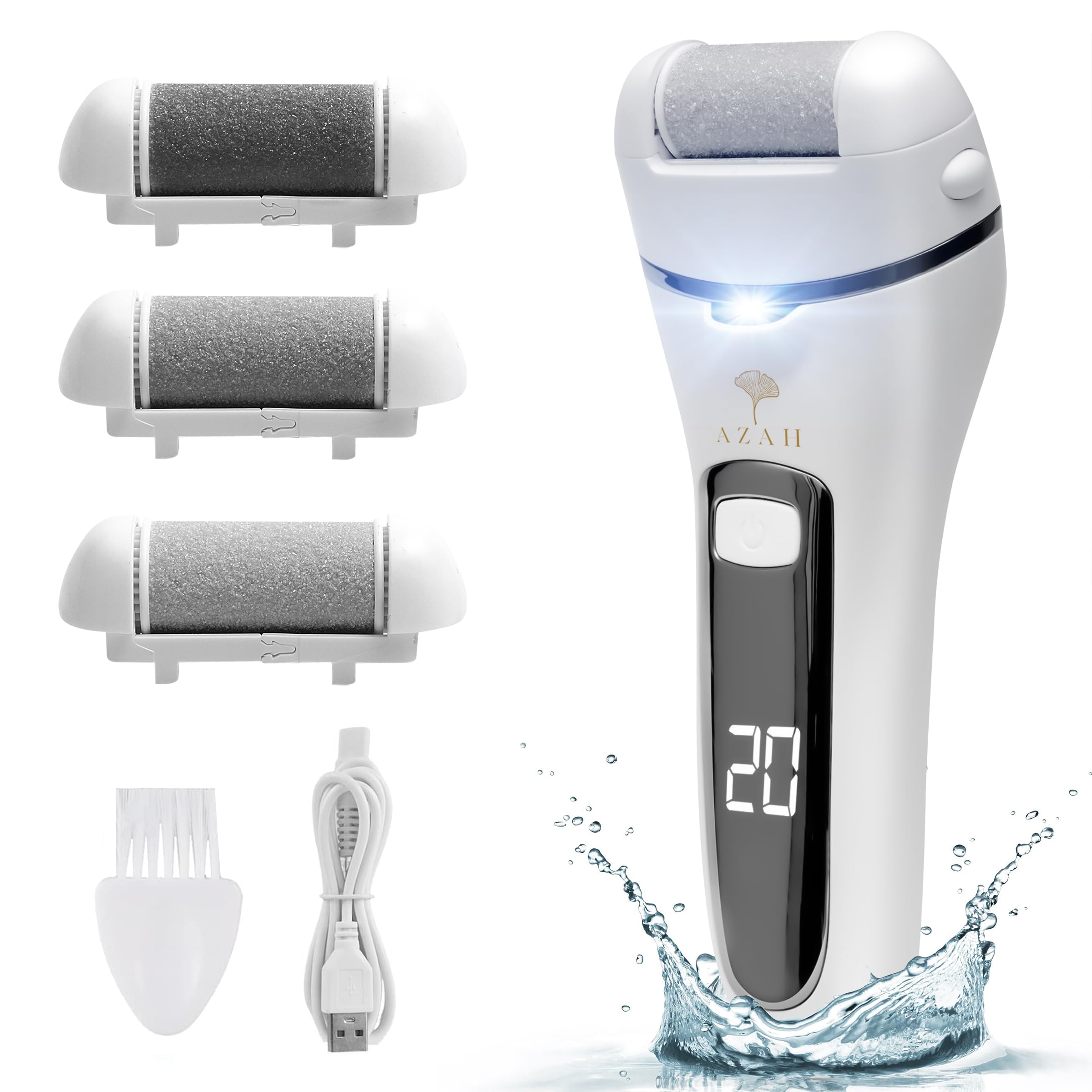 Callus Remover for Feet by AZAH with 3 Custom Rollers & Led Light (1 YEAR WARRANTY) 2100 RPM & 1200 MAH Battery Foot Callus Remover & Dead Skin Remover Foot | Soft & Healthy Heels with Callus Remover (B0B563T8JH) Amazon Price History, Amazon Price Tracker