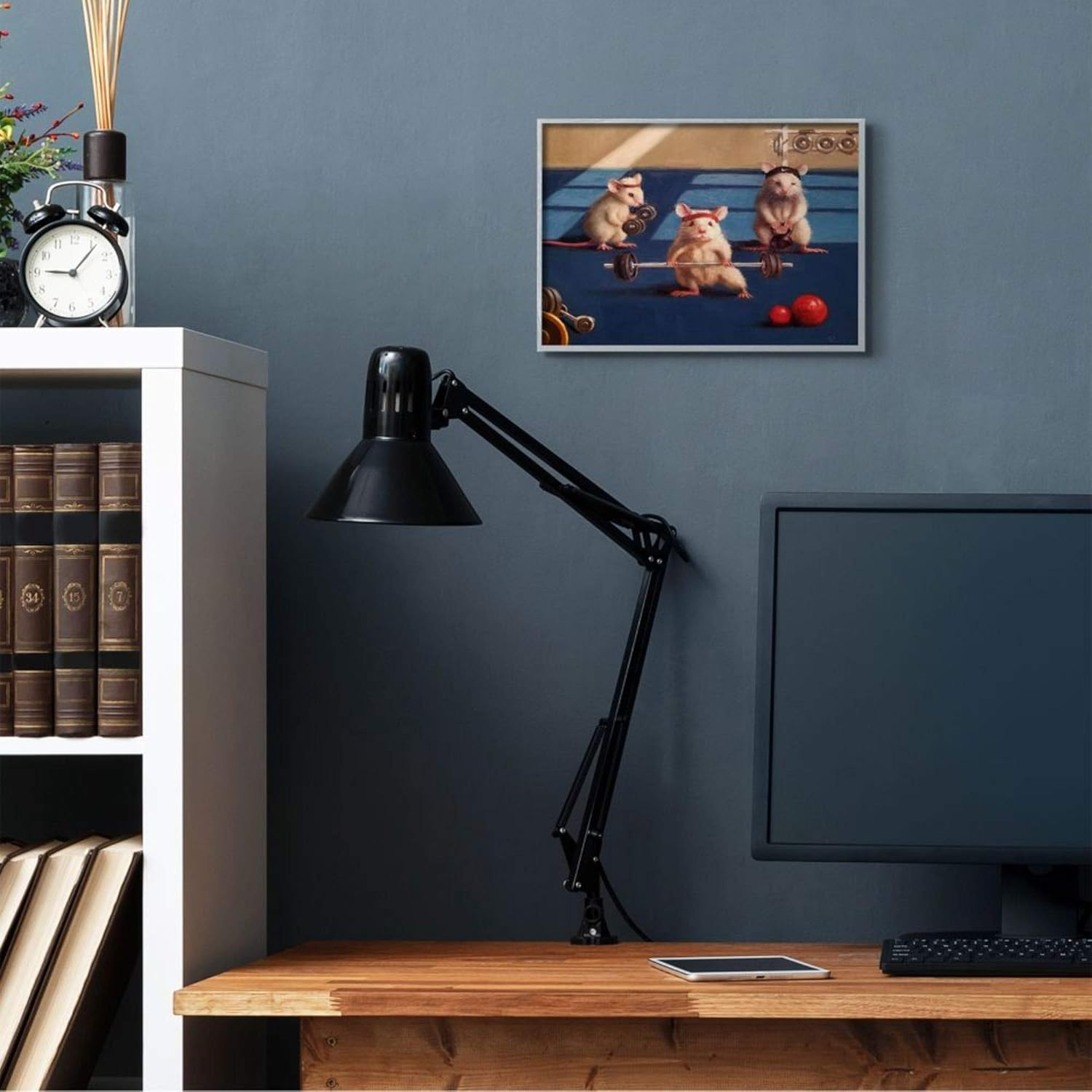 Stupell Industries Mice Lifting Weights Animal Gym Rat Humor Canvas Lucia Heffernan Wall Art, 16 x 20